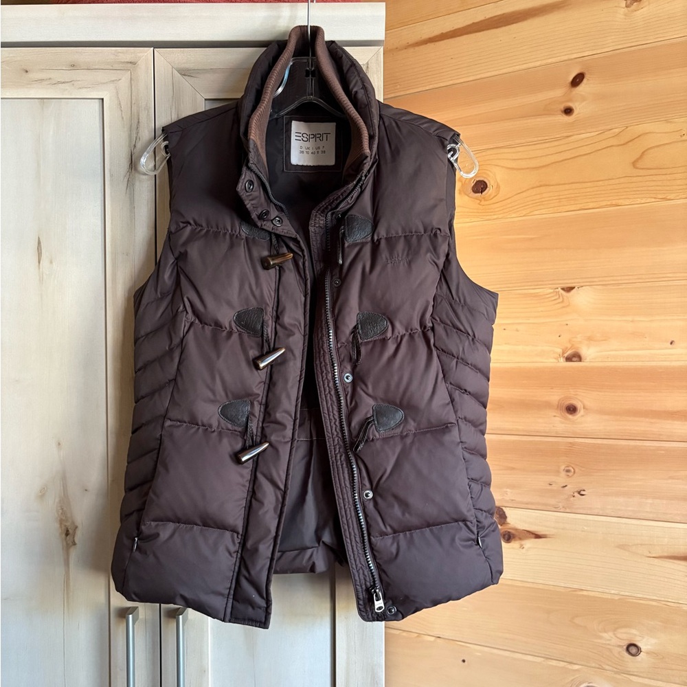 EUC Down Feather Vest, Adj. Waist, Deep Brown, Sz 6 (S/M), ESPRIT (German Brand)